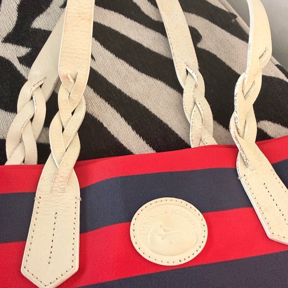 Dooney & Bourke Navy and Red Striped Tote - Picture 12 of 14
